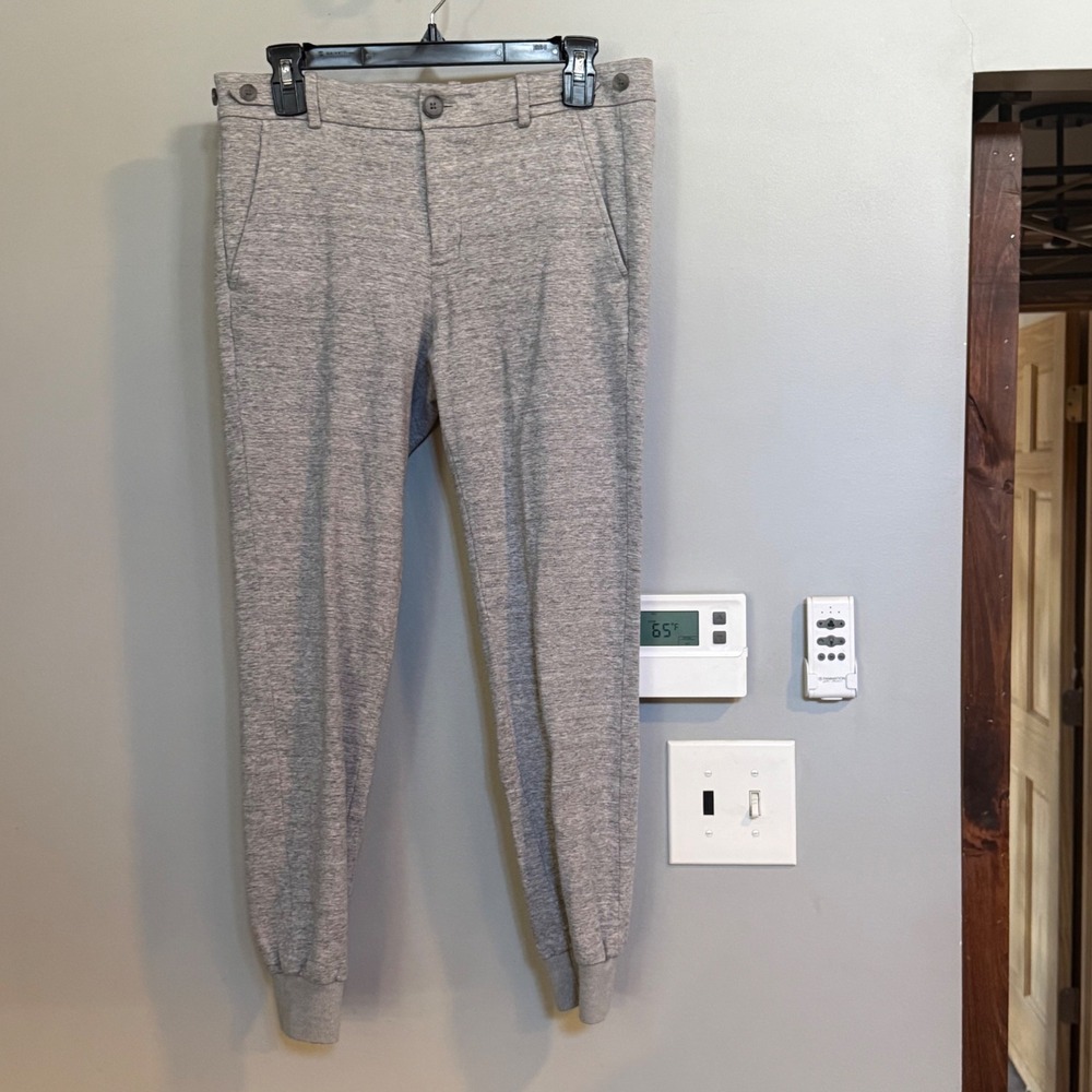 Vince Women Grey Heathered Cotton Blend Jogger Pants Button Tab Waist Size 8‎